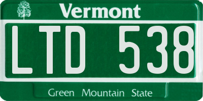 VT license plate LTD538