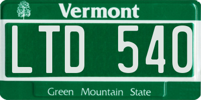 VT license plate LTD540