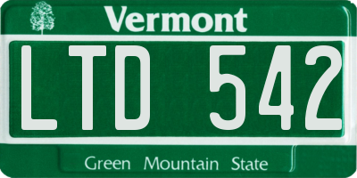 VT license plate LTD542