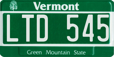 VT license plate LTD545