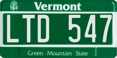 VT license plate LTD547