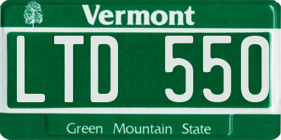 VT license plate LTD550