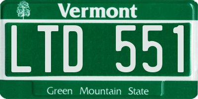 VT license plate LTD551