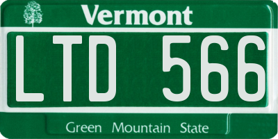 VT license plate LTD566
