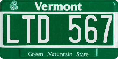 VT license plate LTD567