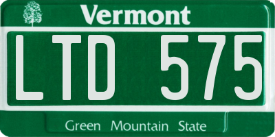 VT license plate LTD575