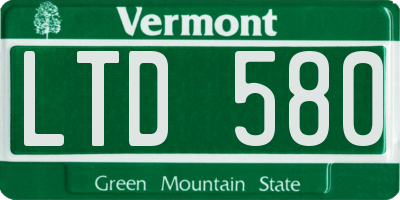 VT license plate LTD580