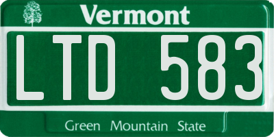 VT license plate LTD583