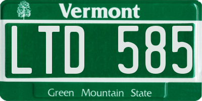 VT license plate LTD585