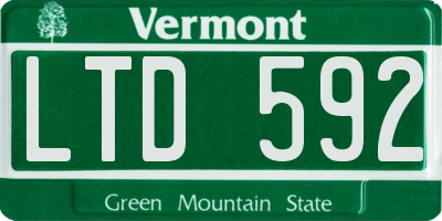 VT license plate LTD592