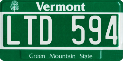 VT license plate LTD594