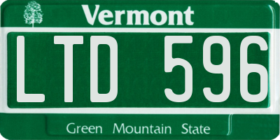 VT license plate LTD596