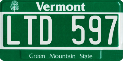 VT license plate LTD597