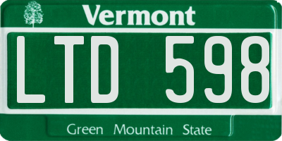 VT license plate LTD598
