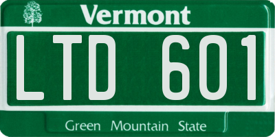 VT license plate LTD601