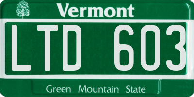 VT license plate LTD603