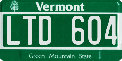 VT license plate LTD604