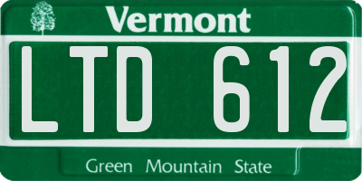 VT license plate LTD612