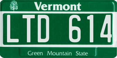 VT license plate LTD614