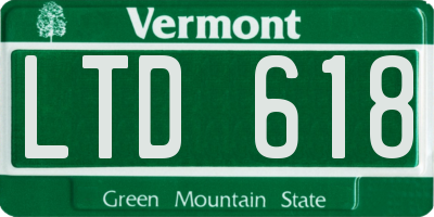 VT license plate LTD618