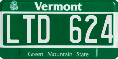 VT license plate LTD624