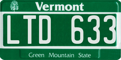 VT license plate LTD633