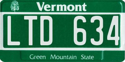 VT license plate LTD634