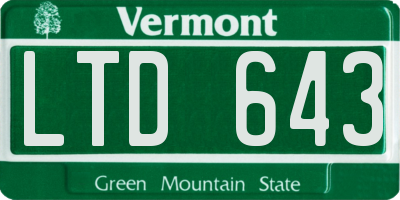 VT license plate LTD643