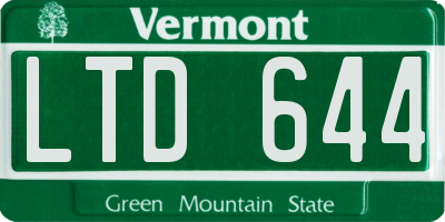 VT license plate LTD644