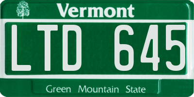 VT license plate LTD645