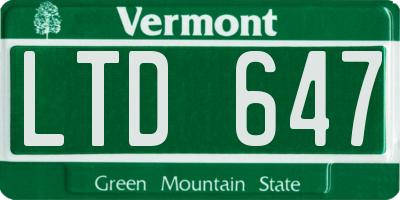 VT license plate LTD647