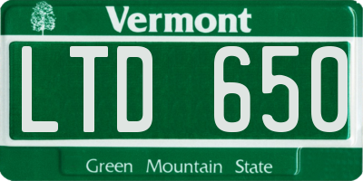 VT license plate LTD650