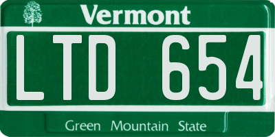 VT license plate LTD654
