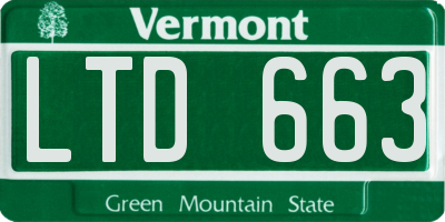 VT license plate LTD663