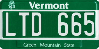 VT license plate LTD665