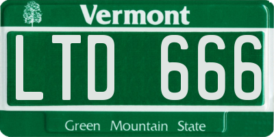 VT license plate LTD666