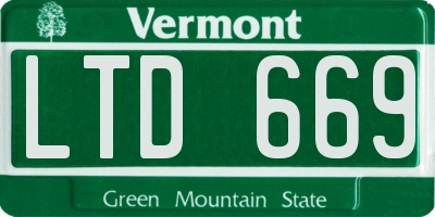 VT license plate LTD669