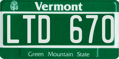VT license plate LTD670