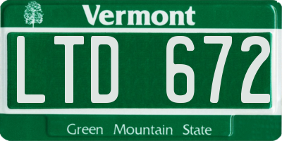 VT license plate LTD672