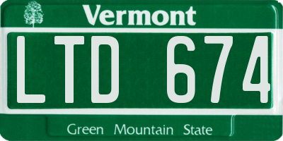 VT license plate LTD674