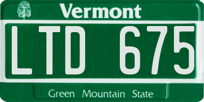 VT license plate LTD675
