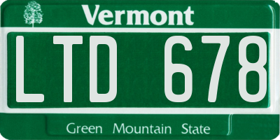 VT license plate LTD678