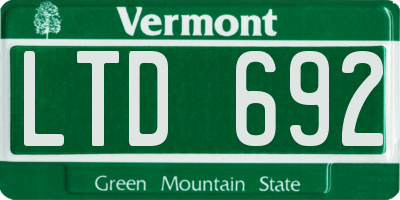 VT license plate LTD692
