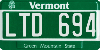 VT license plate LTD694