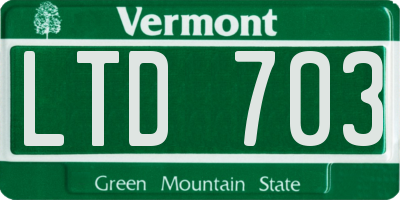 VT license plate LTD703