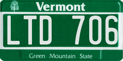 VT license plate LTD706