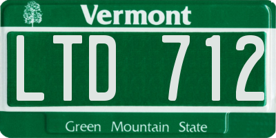 VT license plate LTD712