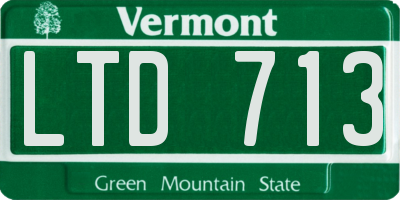 VT license plate LTD713