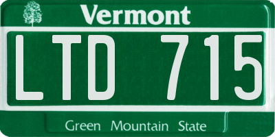 VT license plate LTD715
