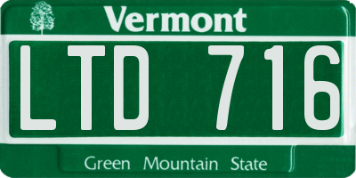 VT license plate LTD716